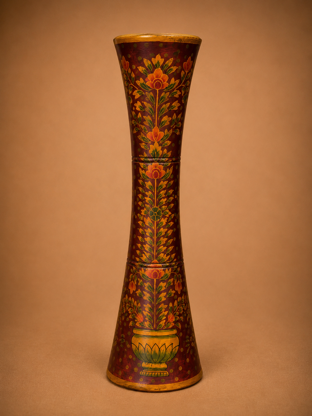 Vaso Decorativo Bordeaux  in Legno Dipinto a Mano