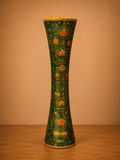 Vaso Decorativo Verde  in Legno Dipinto a Mano