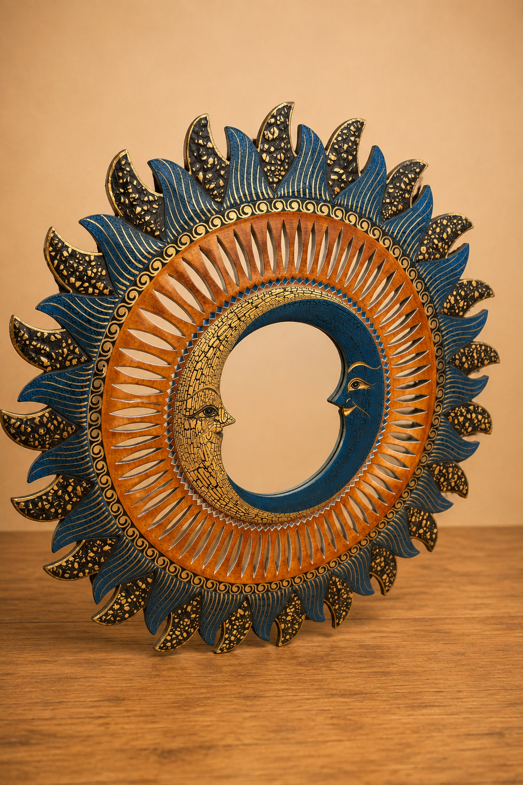 Specchio Sole e Luna in Legno