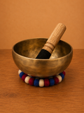 Campana Tibetana Artigianale con Batacchio e Cuscino in Lana Colorato 12,5 cm